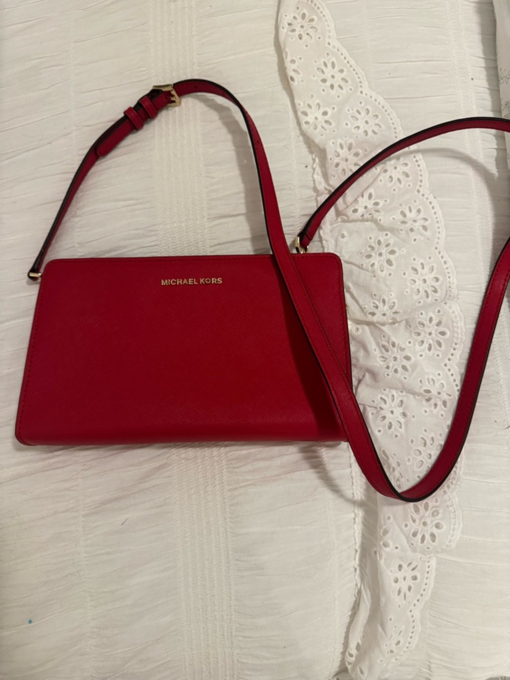 Michael Kors Red Leather Crossbody Wallet